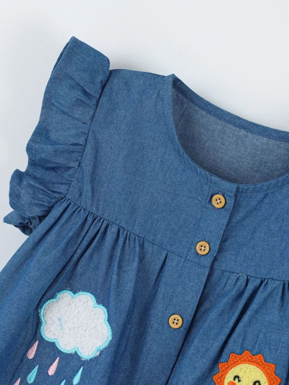 Children's Embroidered Denim A-Line Dress, image 4
