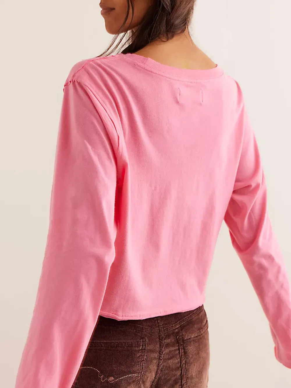 Round Neck Long Sleeve Cropped T-Shirt, image 3