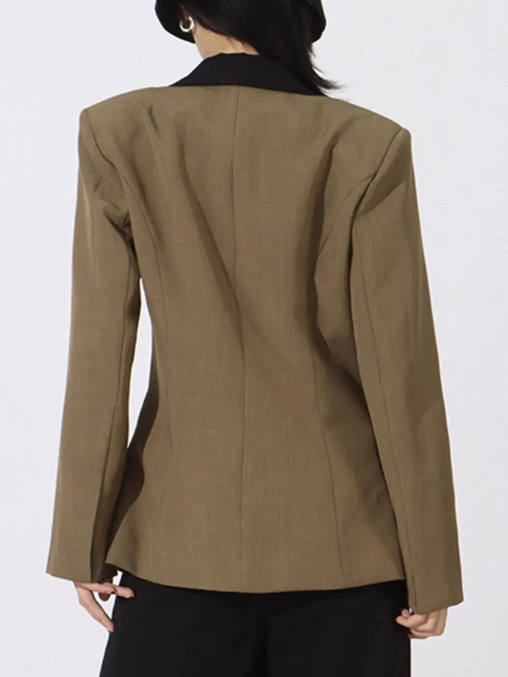 Contrast Lapel Collar Long Sleeve Blazer, image 6