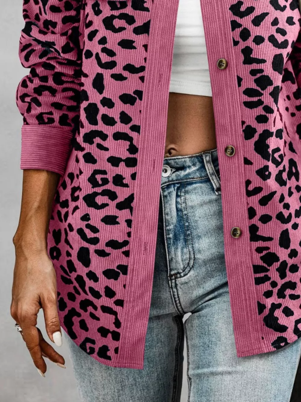 Full Size Leopard Print Button-Down Jacket Plus Size, image 13