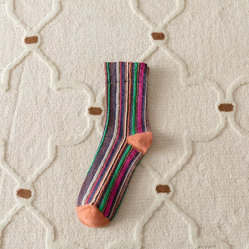 Multi-Color Striped Cotton Crew Socks, image 9