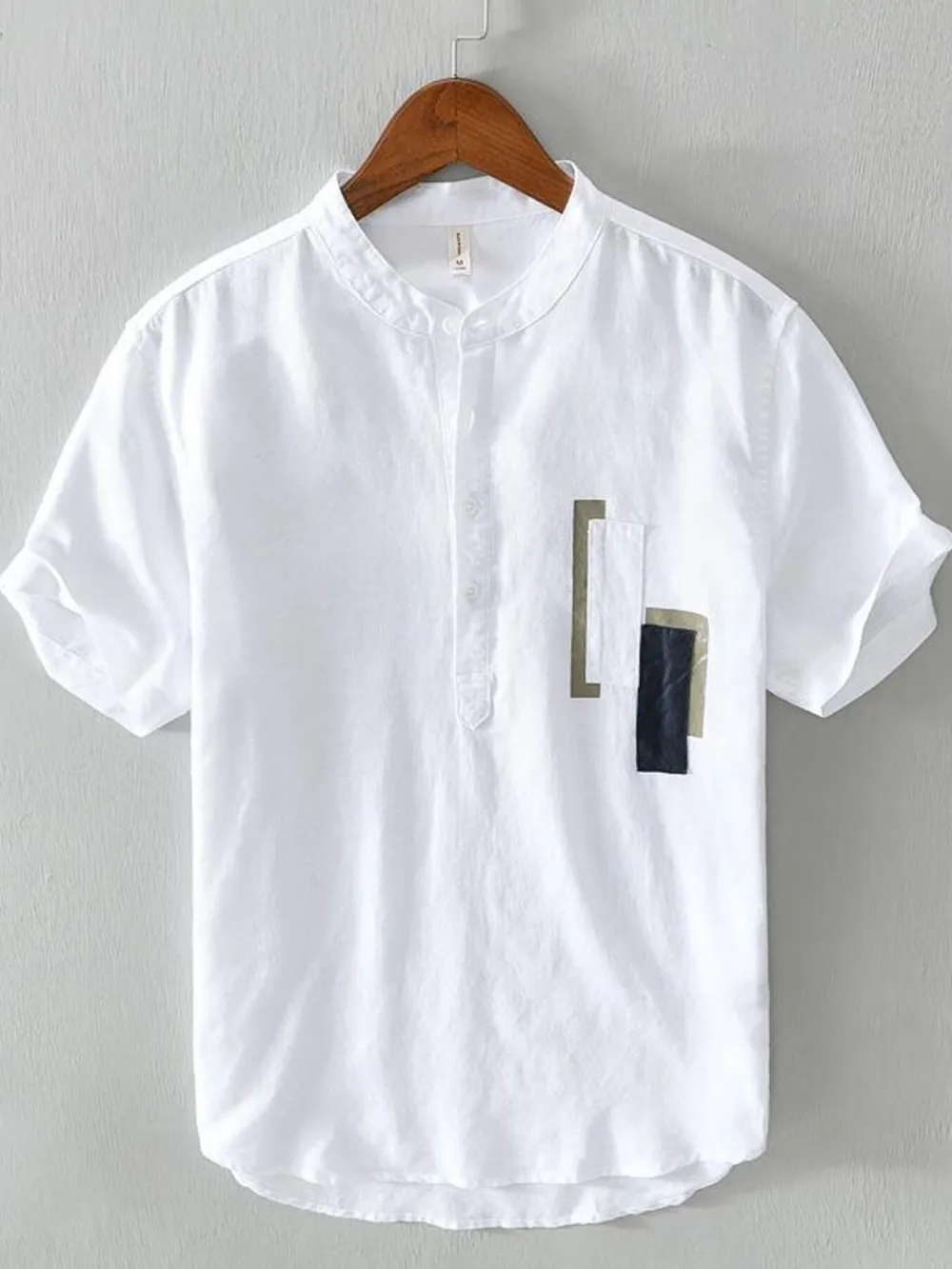 Men's Plus Size Half Button Henley T-Shirt with Contrast Detail, image 5