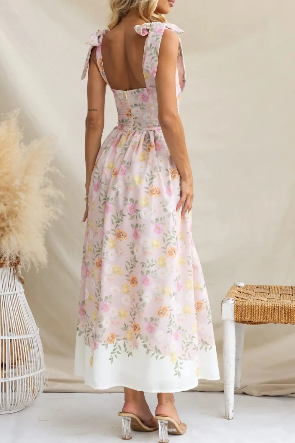 Printed Tie Shoulder Midi Cami Dress, image 4