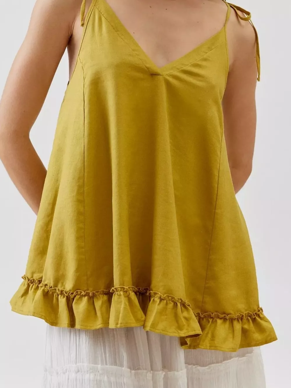 Tie-Strap Ruffle Hem Cami, image 2