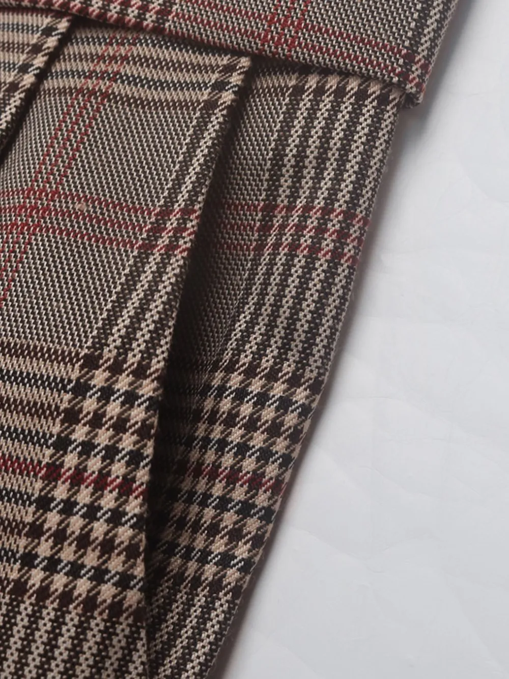 Plaid Straight Pants with Pockets, image 8