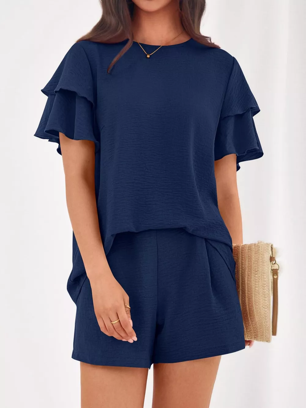 Ruffle Sleeve Top and Shorts Two-Piece Set, image 22