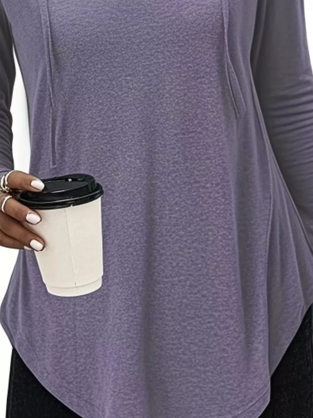 Full Size Drawstring Long Sleeve Hooded Top Plus Size, image 9