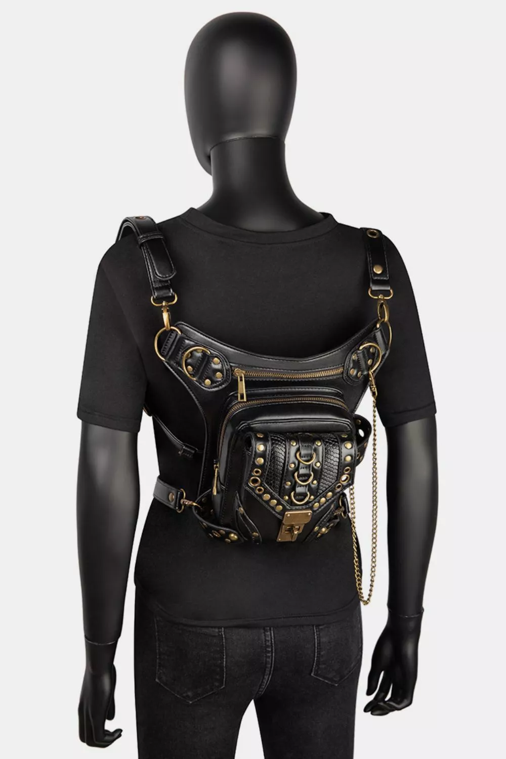 Steampunk Rivet Decor Multipurpose Crossbody Bag, image 7
