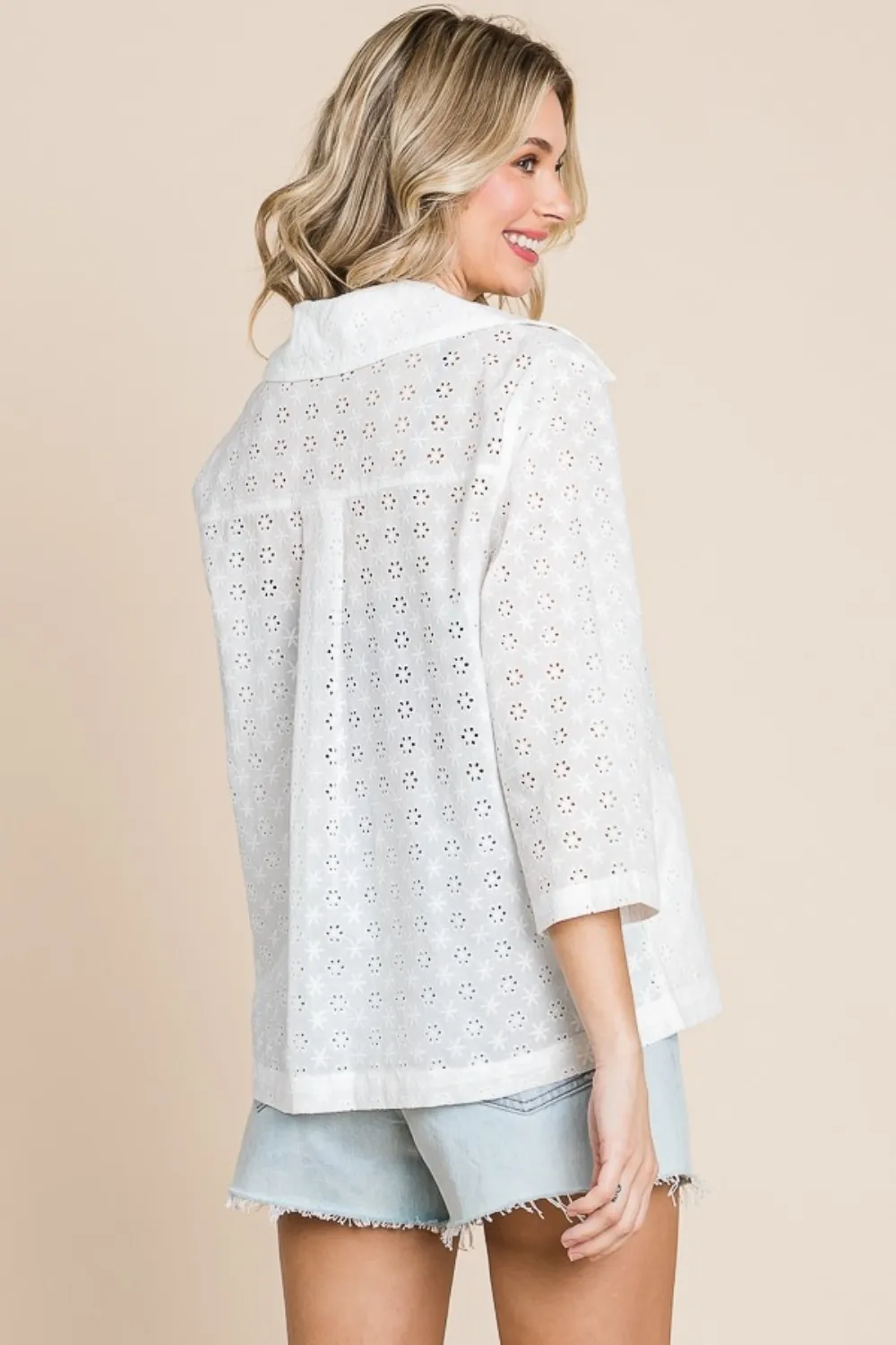 Double Breasted Eyelet Jacket with Pockets, image 2