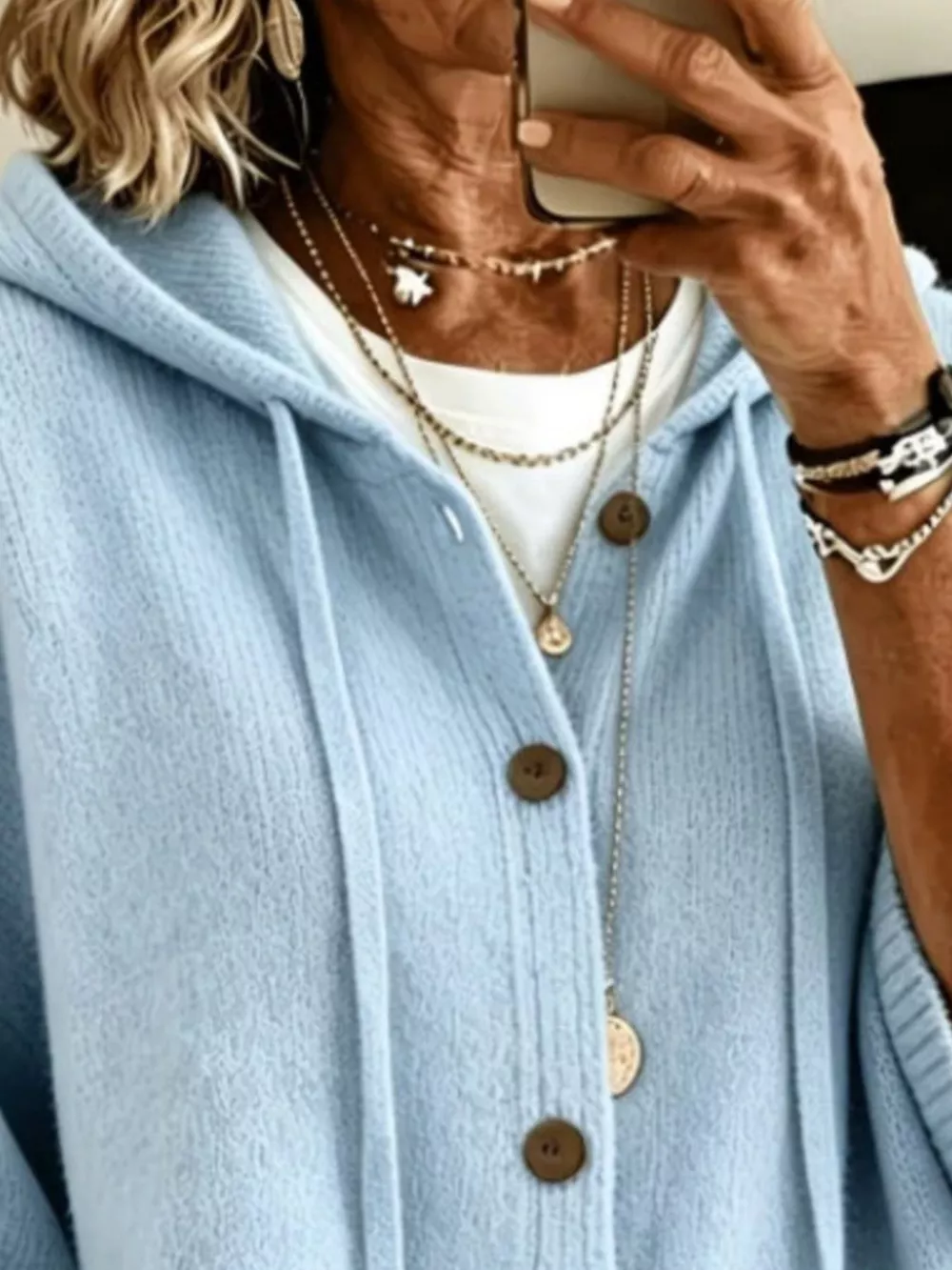 Full Size Casual Hooded Button-Down Knit Cardigan with Pockets Plus Size, image 9