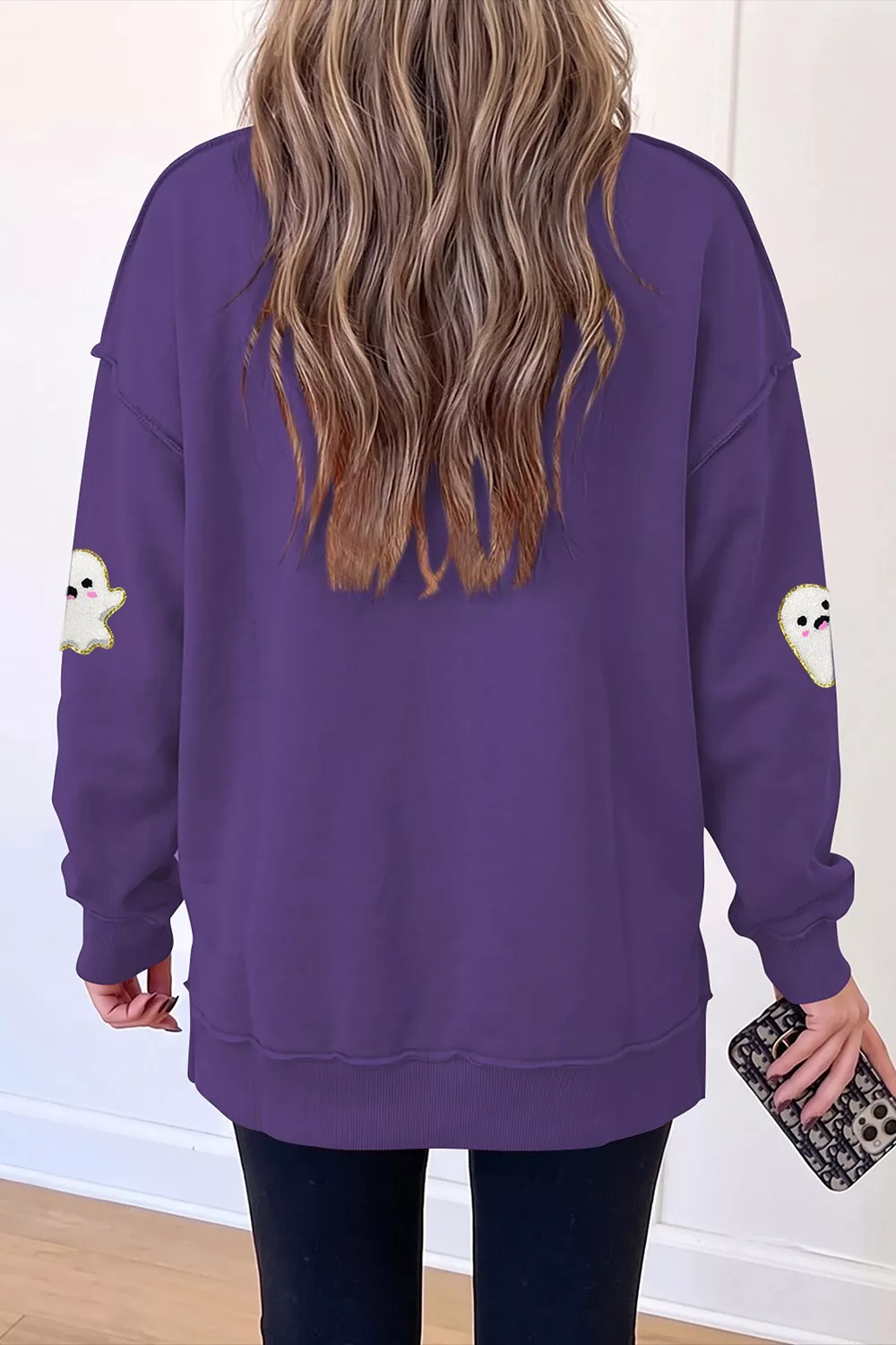 Halloween Ghost Mock Neck Tunic Sweatshirt, image 4