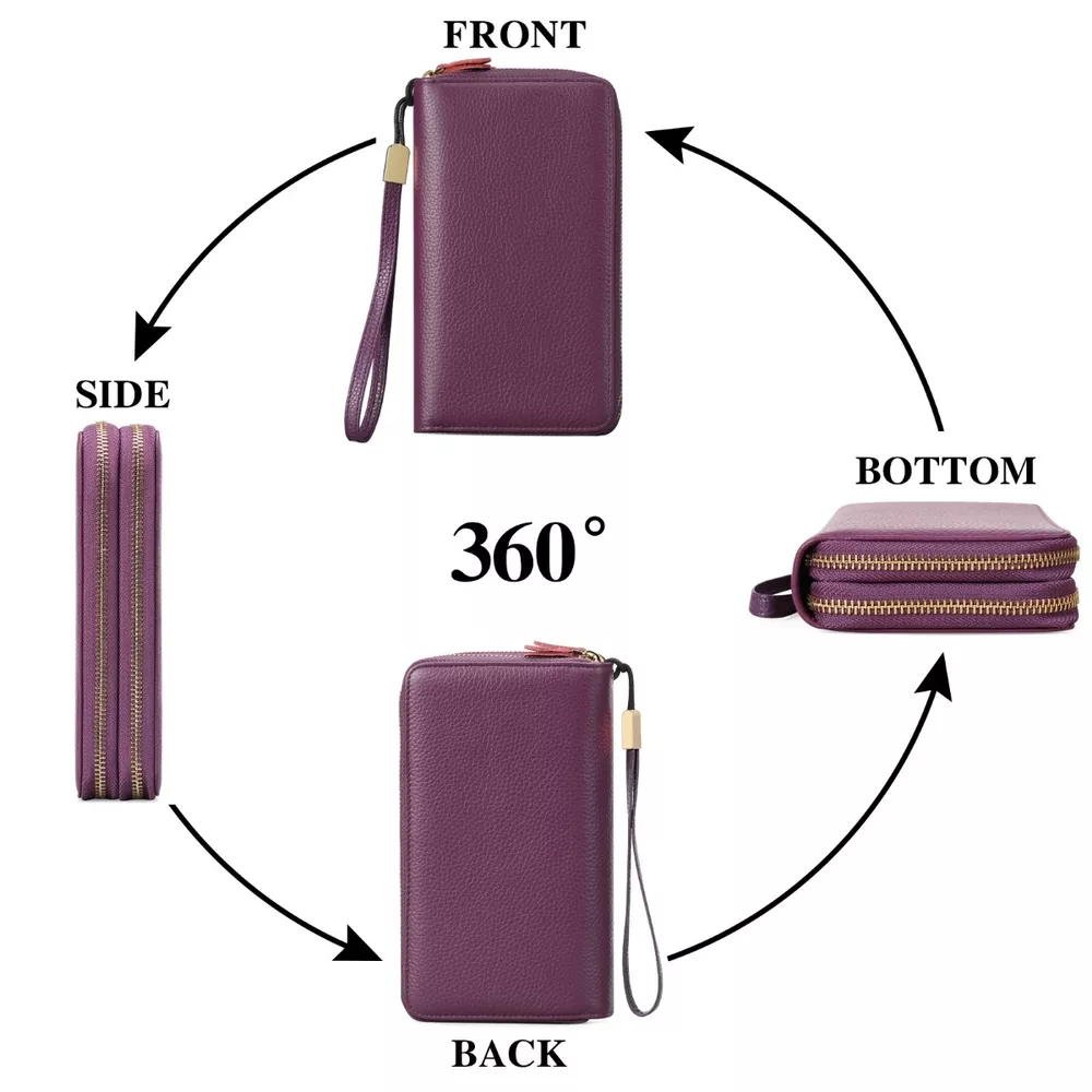 Double Zipper Leather Wallet, image 7