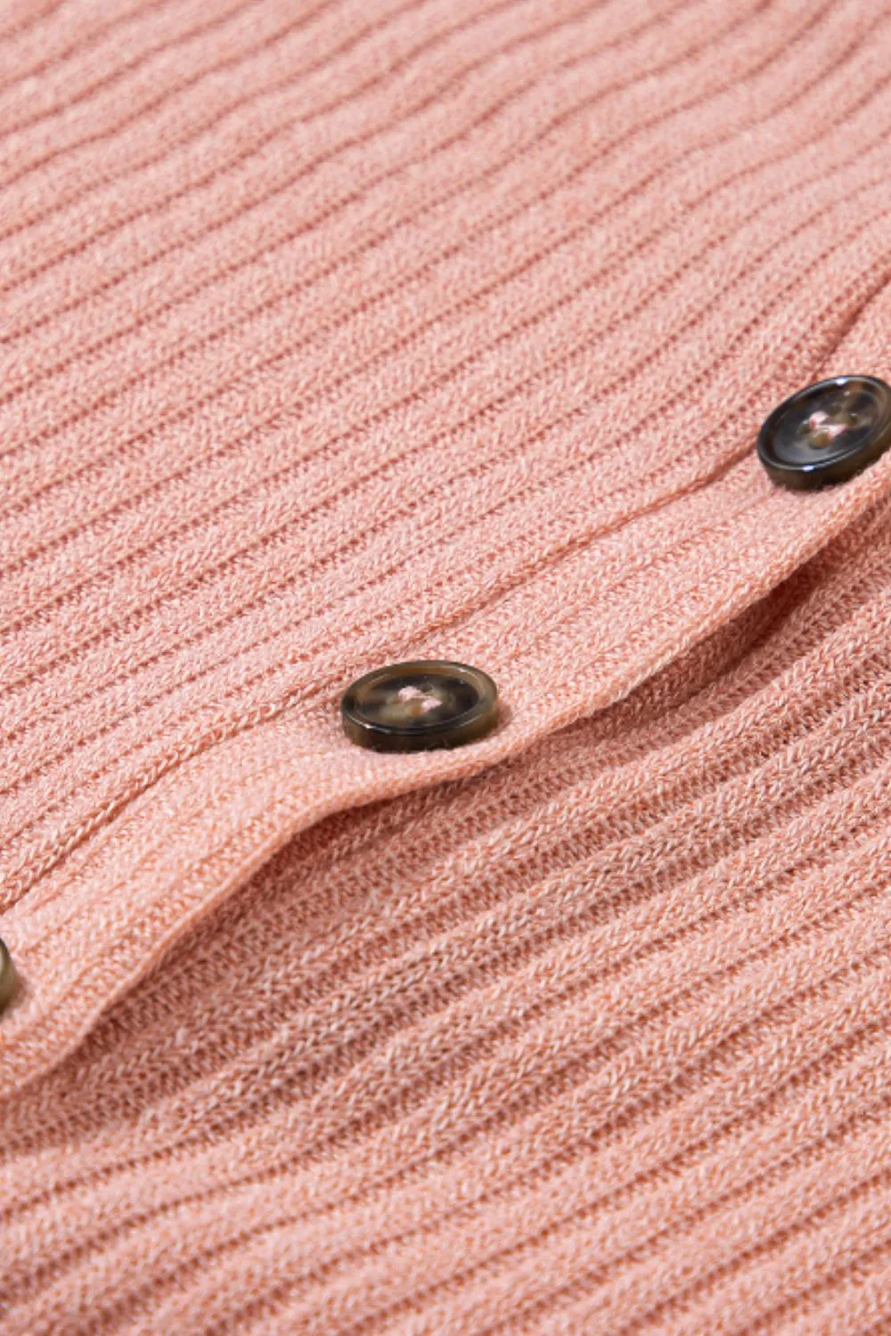 Quarter Button Round Neck Dropped Shoulder Knit Top, image 8