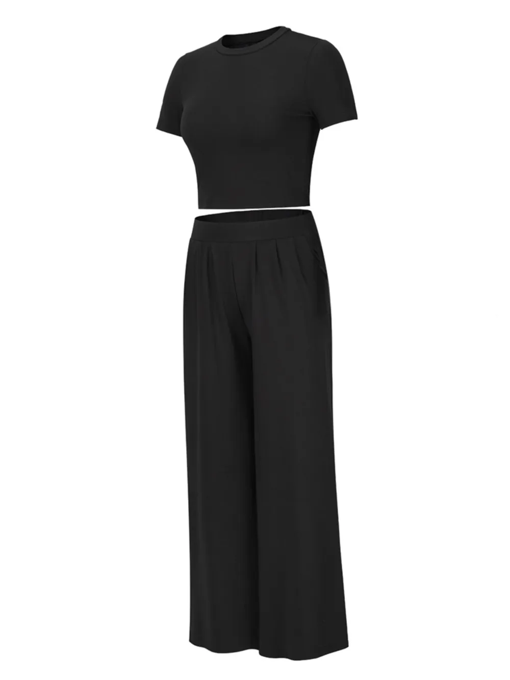 Round Neck Short Sleeve Top and Pocketed Pants Set, image 12