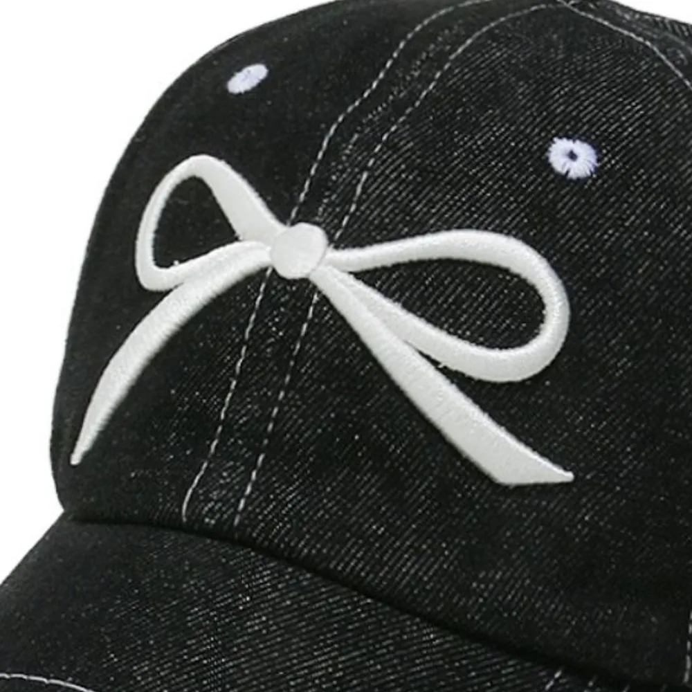 Bow Embroidered Denim Baseball Cap, image 6