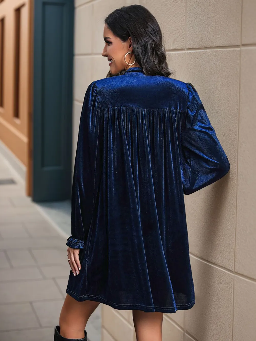 Ruched Surplice Long Sleeve Mini Dress, image 16