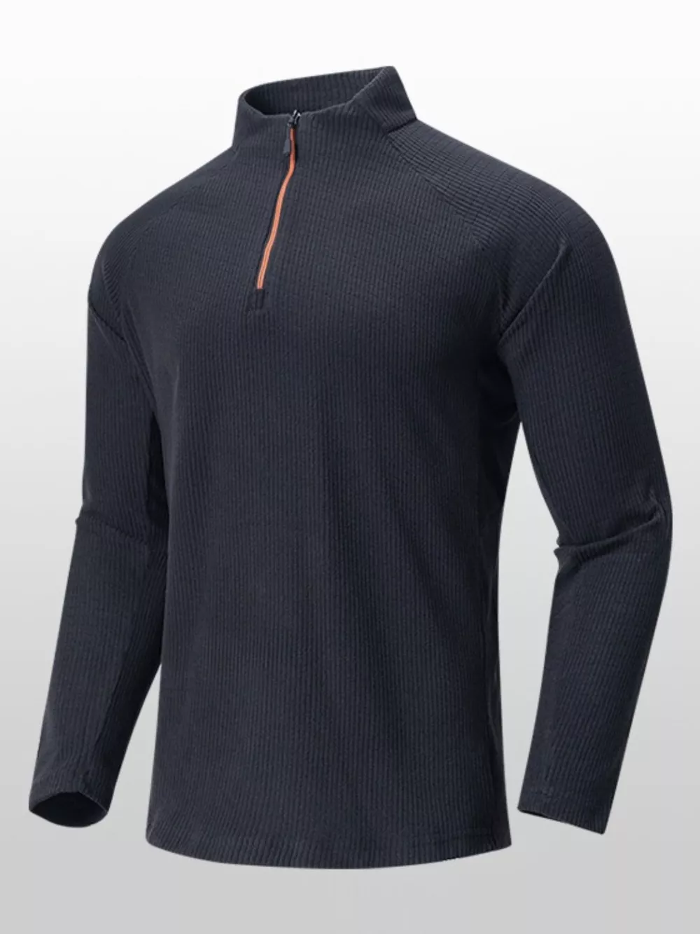 Men's Plus Size Textured Quarter- Long Sleeve Top