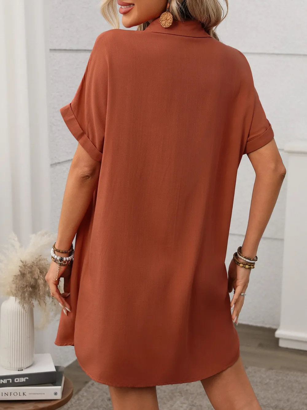 Button Down Short Sleeve Mini Dress, image 9
