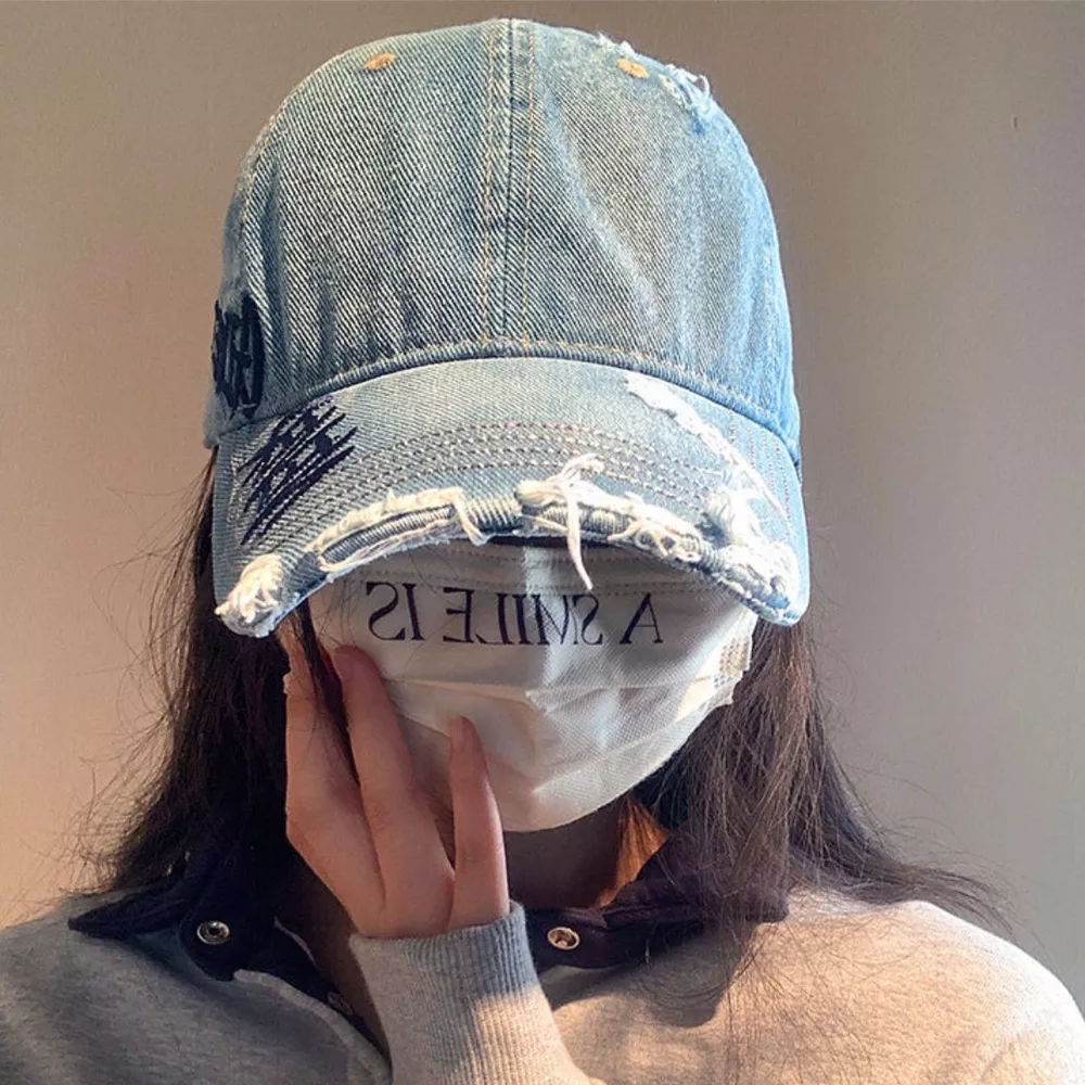 Distressed Letter Embroidered Baseball Cap, image 3
