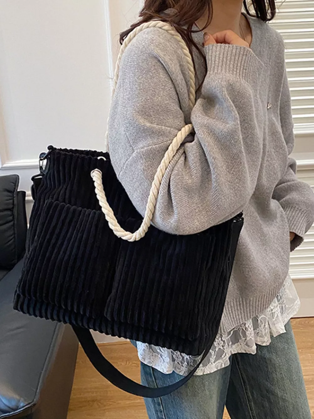 Casual Corduroy Handbag, image 8