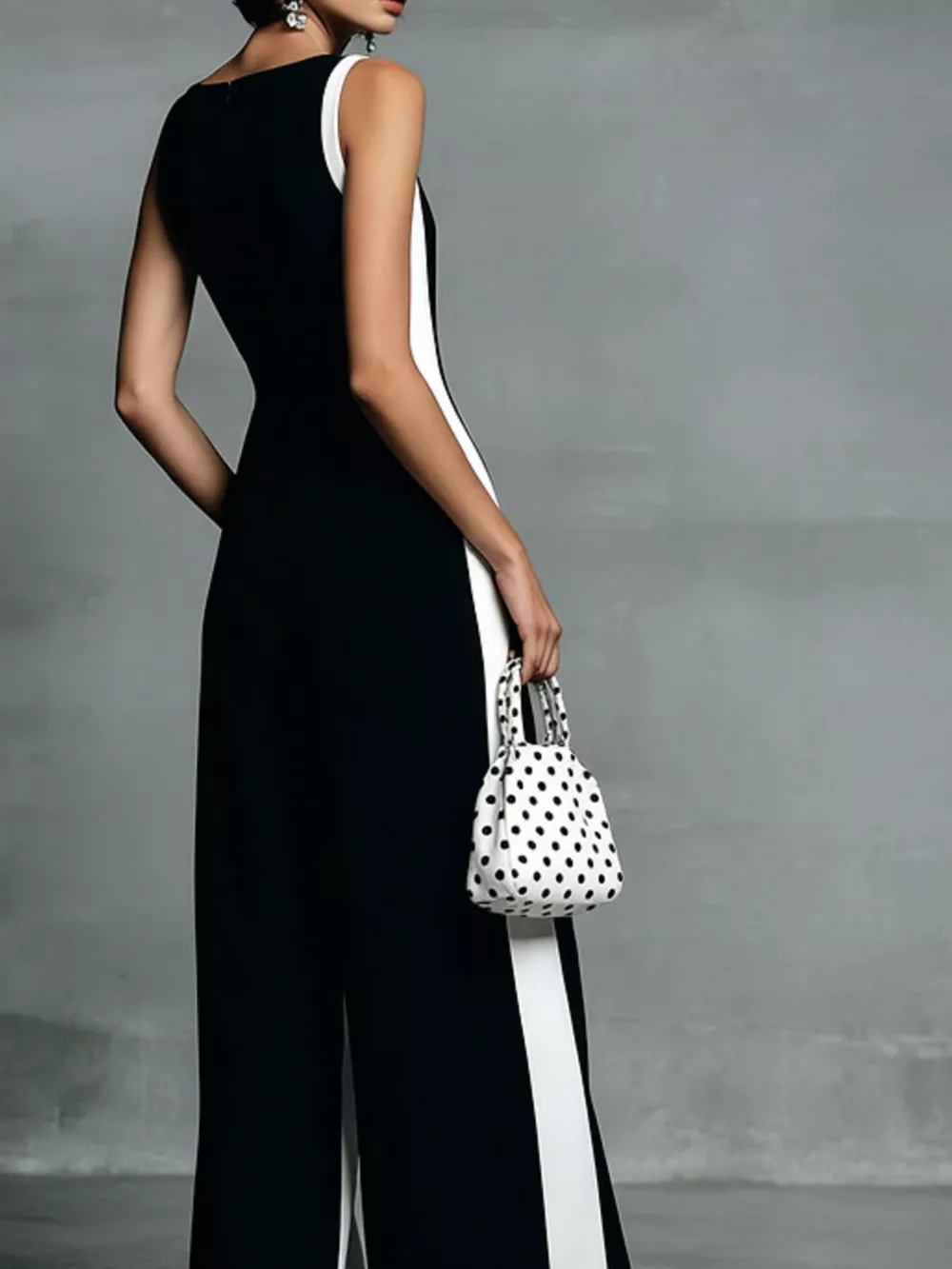 Contrast Trim V-Neck Sleeveless Jumpsuit, image 7