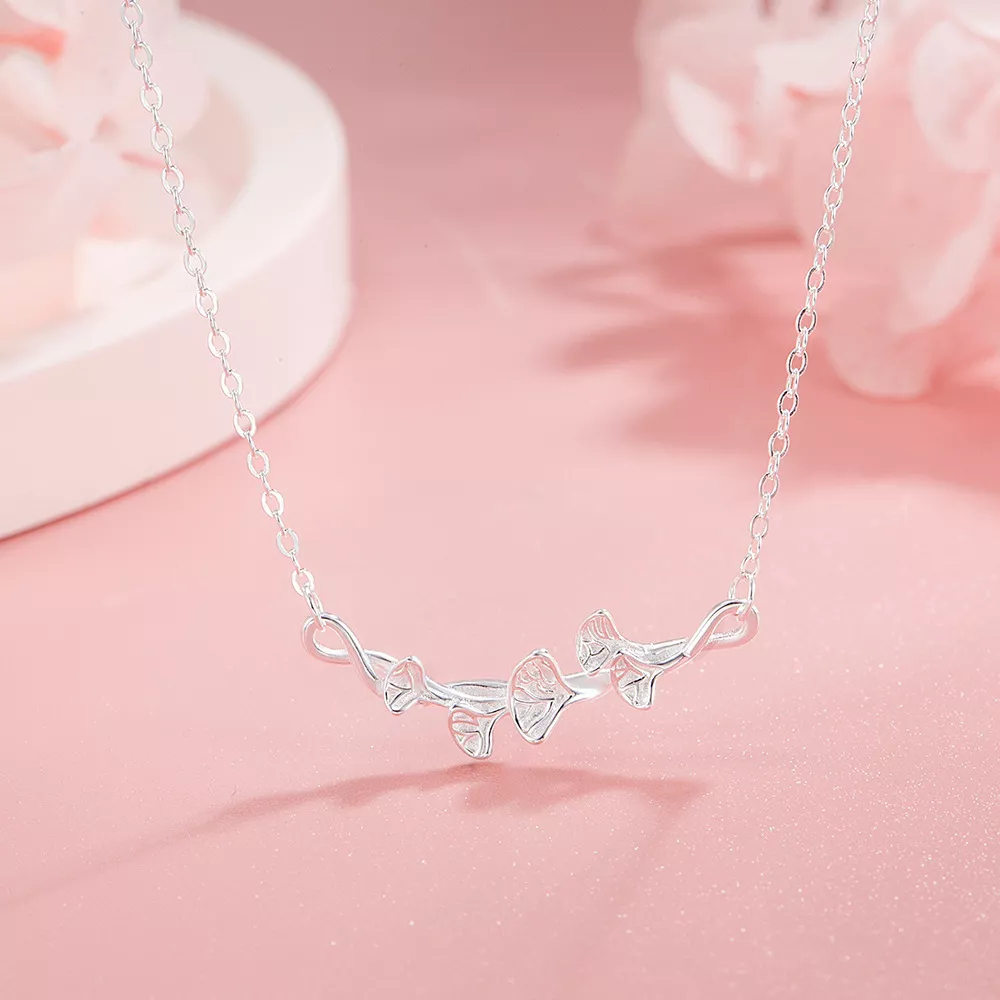925 Sterling Silver Ginkgo Leaf Necklace, image 3