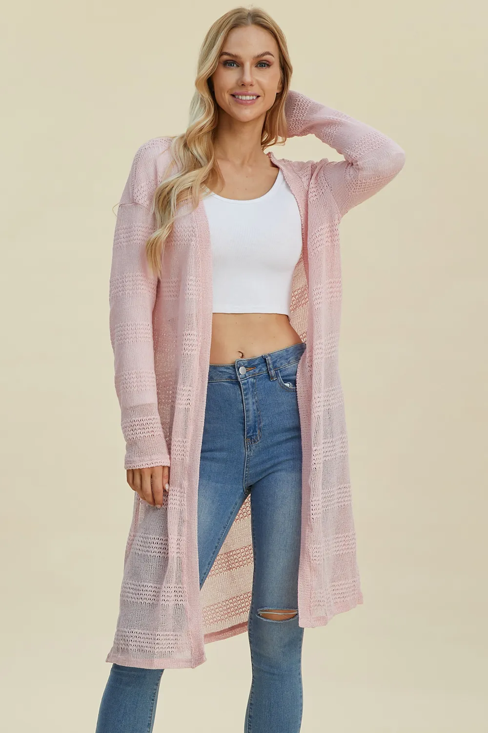 Full Size Open Front Longline Cardigan, image 23