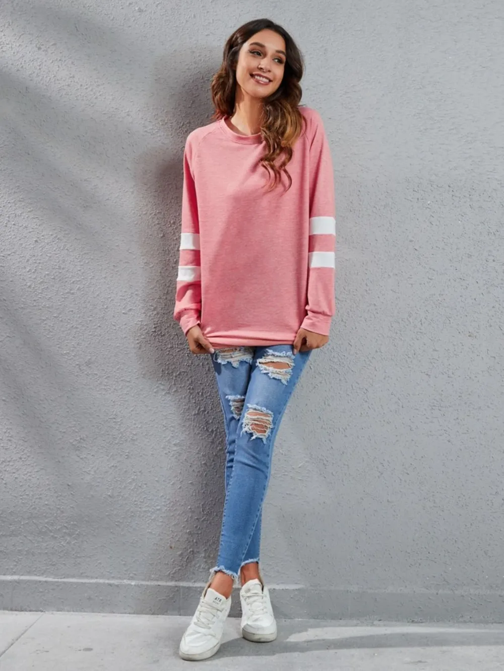 Full Size Striped Round Neck Long Sleeve T-Shirt, image 25