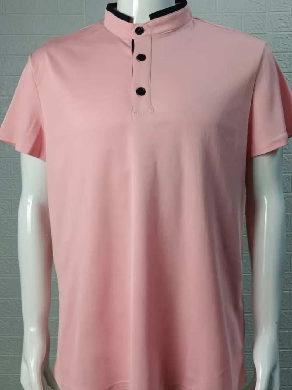 Men's Full Size Stand Collar Contrast Short Sleeve Polo Plus Size, image 4