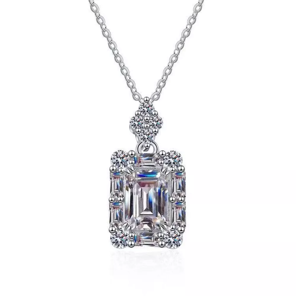 1 Carat 925 Sterling Silver Moissanite Pendant Necklace, image 6