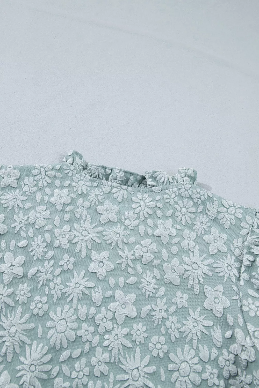 Floral Textured Jacquard Puff Sleeve Blouse, image 6