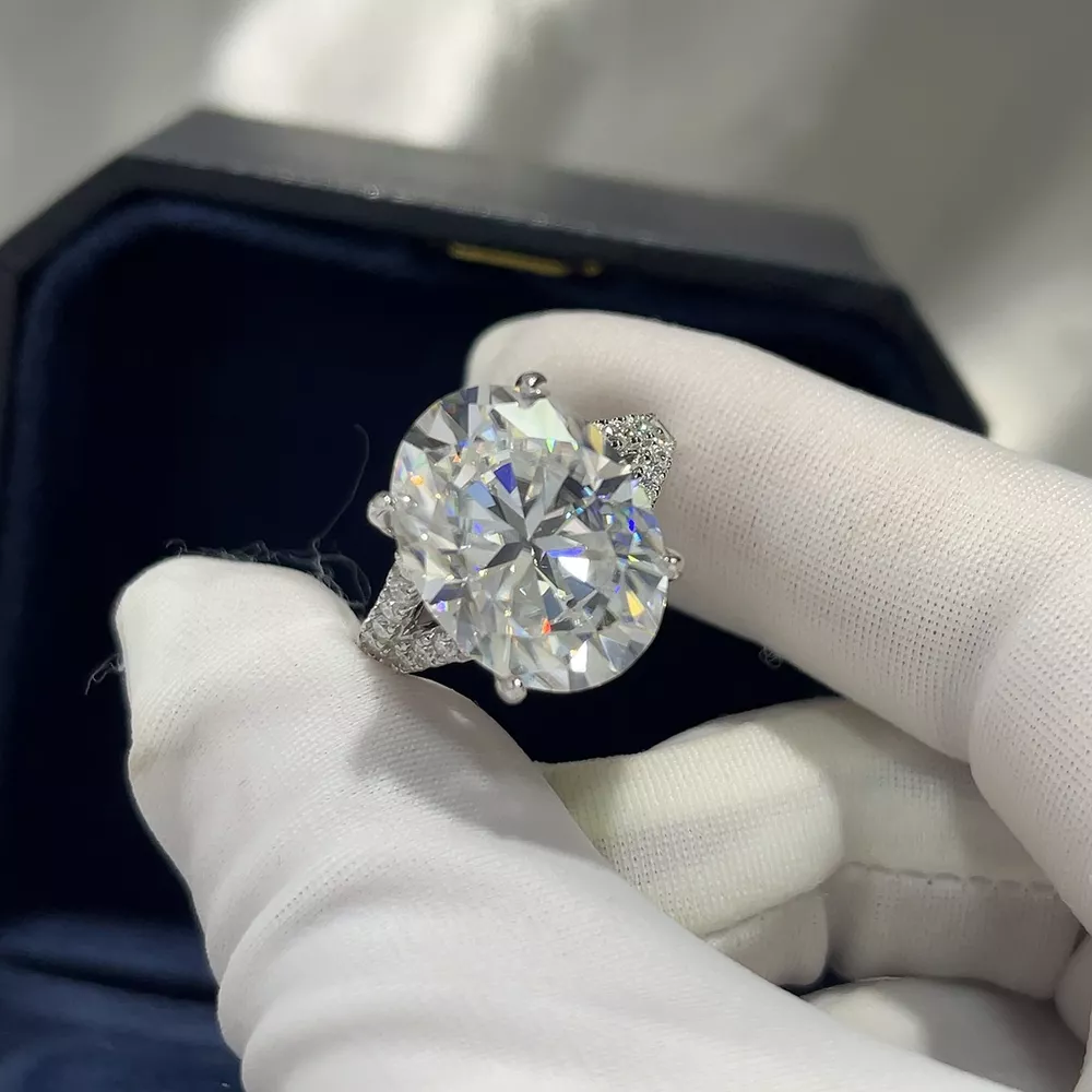 10 Moissanite 925 Sterling Silver Ring, image 3