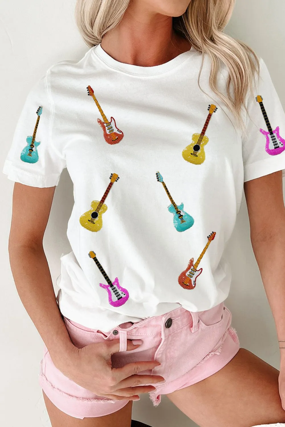 Guitar Crew Neck Short Sleeve T-Shirt, image 4