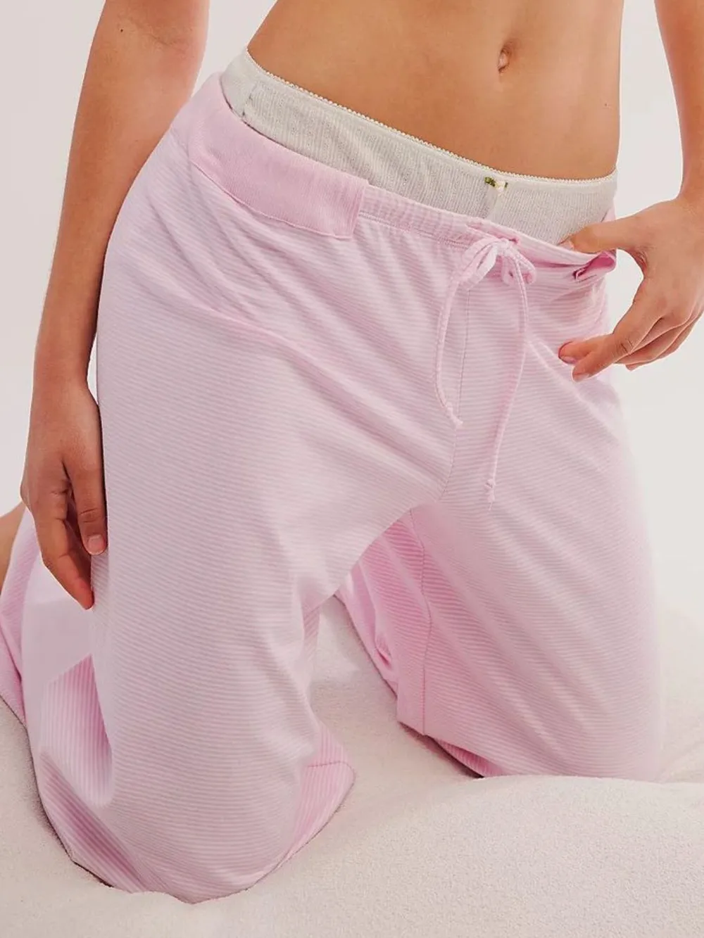 Drawstring Striped Wide Leg Pants, image 8