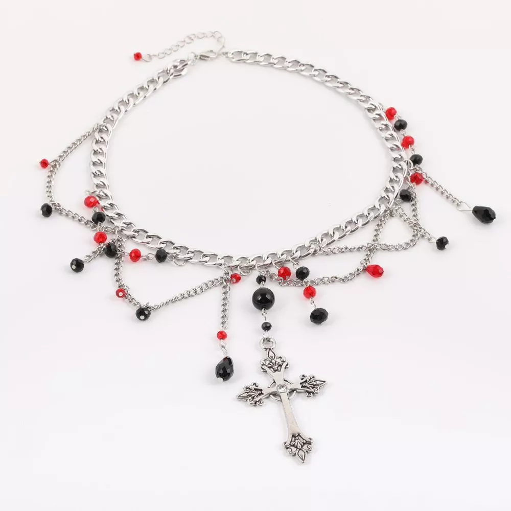 Gothic Cross Pendant Layered Necklace, image 5
