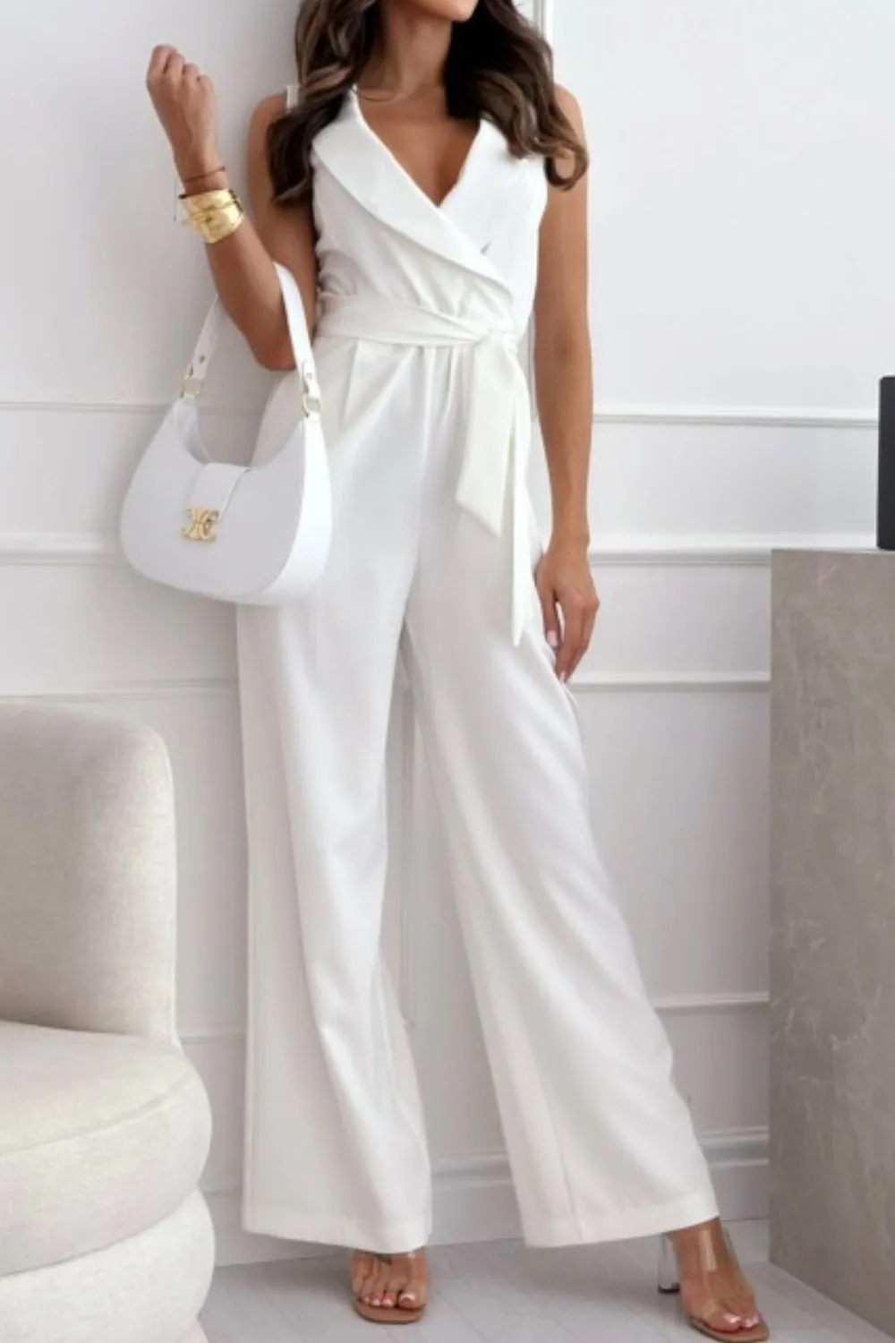 Surplice Sleeveless Wide Leg Jumpsuit, image 12