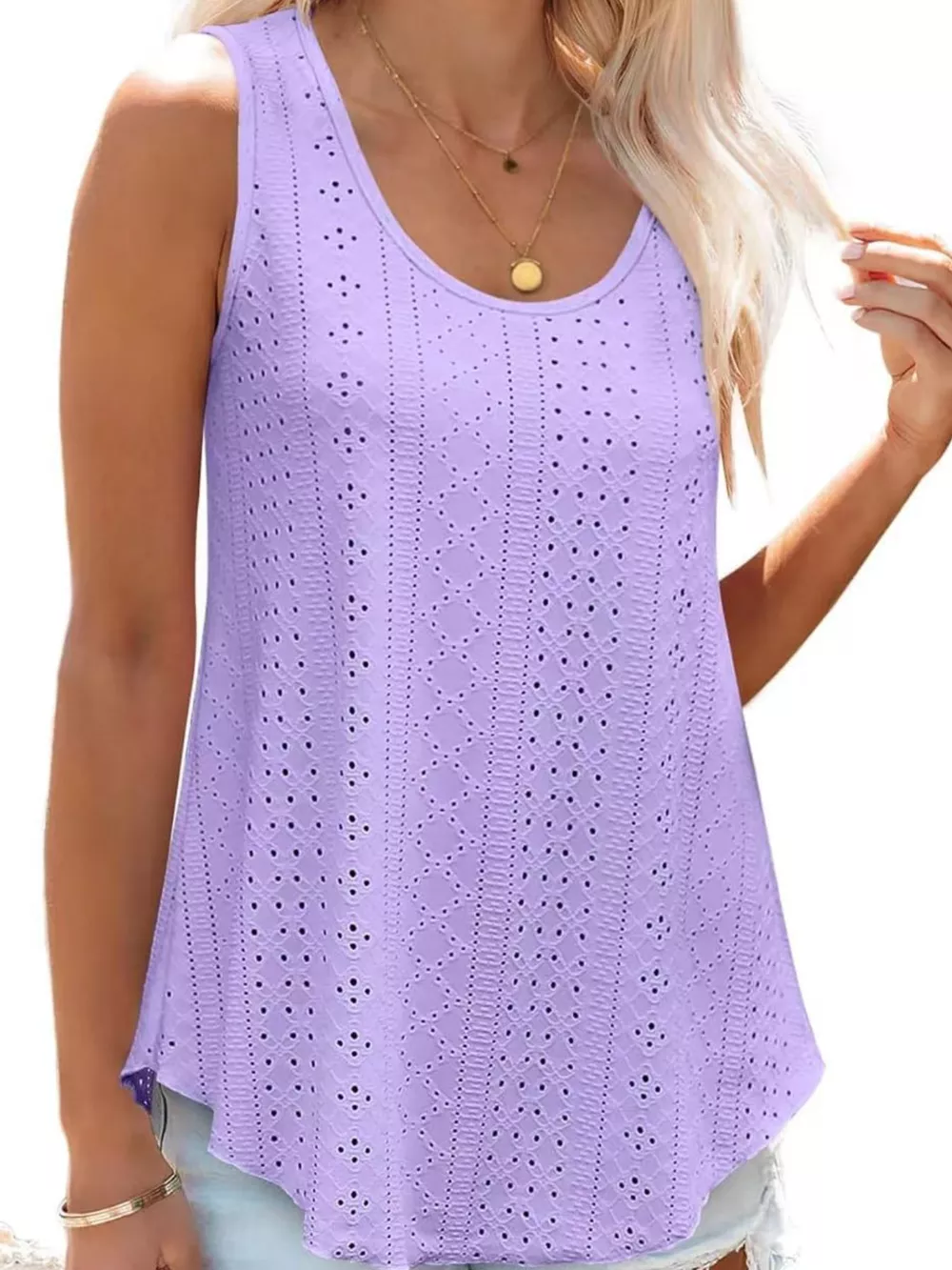 Eyelet Scoop Neck Tank, image 23