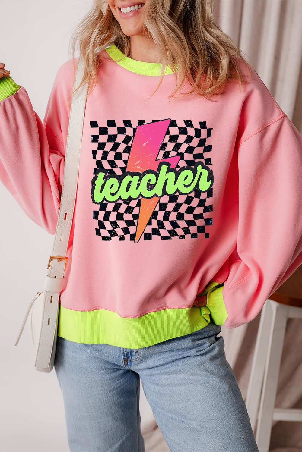 Graphic Round Neck Long Sleeve Sweatshirt, image 4