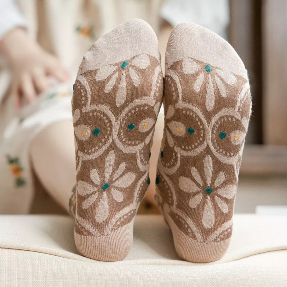 5 Pair Vintage Textured Ankle Socks Set, image 4