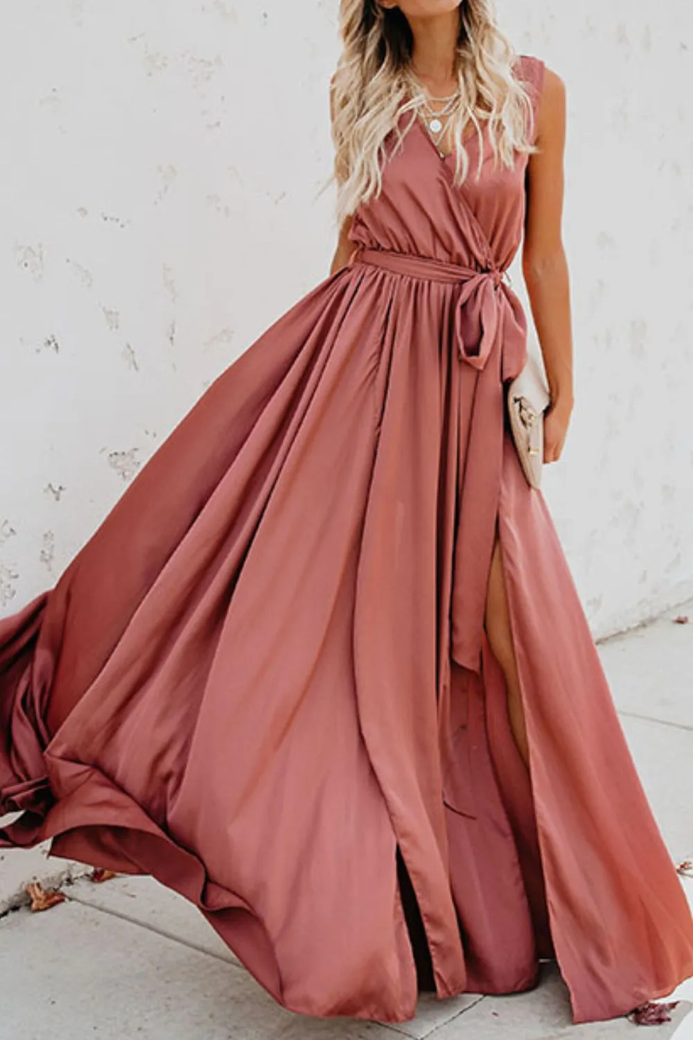 Surplice Tie Waist Maxi Dress, image 10