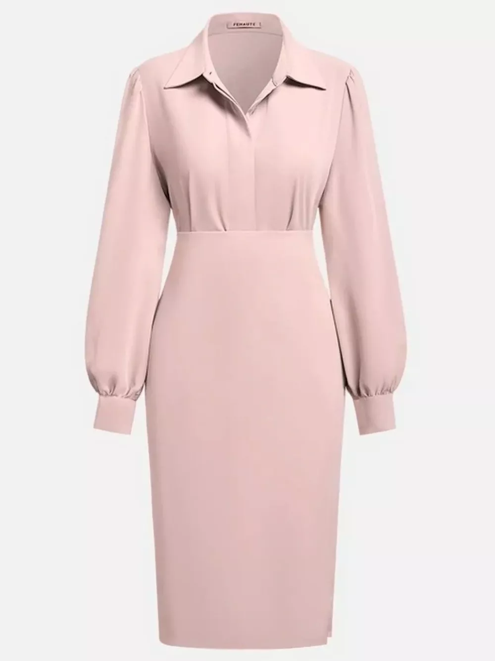 Ruched Midi Shirt Dress with Side Slit, image 12