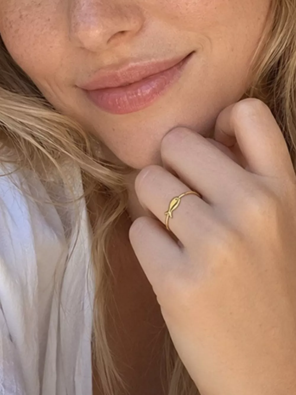 18K Gold-Plated Stainless Steel Fish Ring, image 2