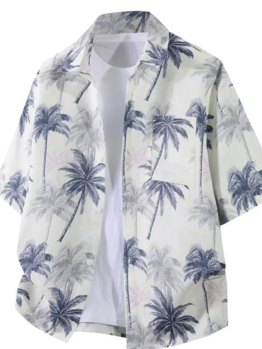 Men's Plus Size Tropical Print Short Sleeve Casual Shirt, image 6