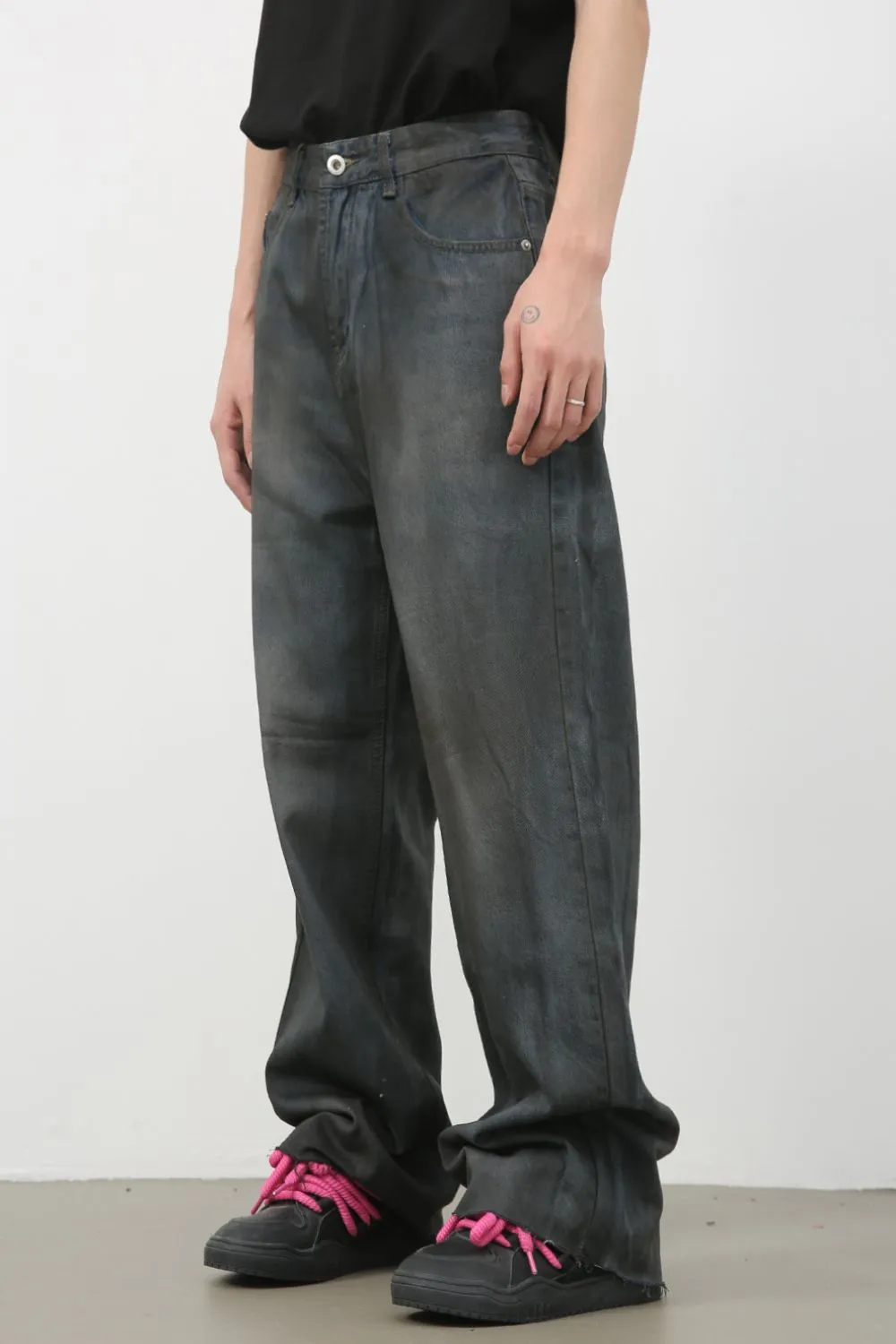 Men's Frayed Hem Jeans with Pockets, image 3