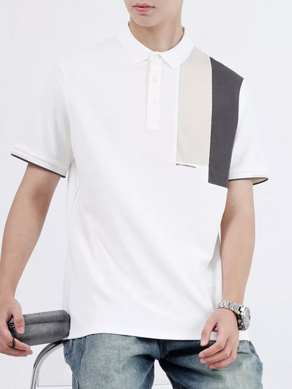 Men's Plus Size Button Detail Short Sleeve Polo, image 2