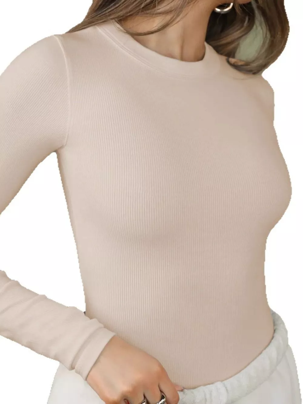 Long Sleeve Crop T-Shirt with Ribbed Texture, image 12