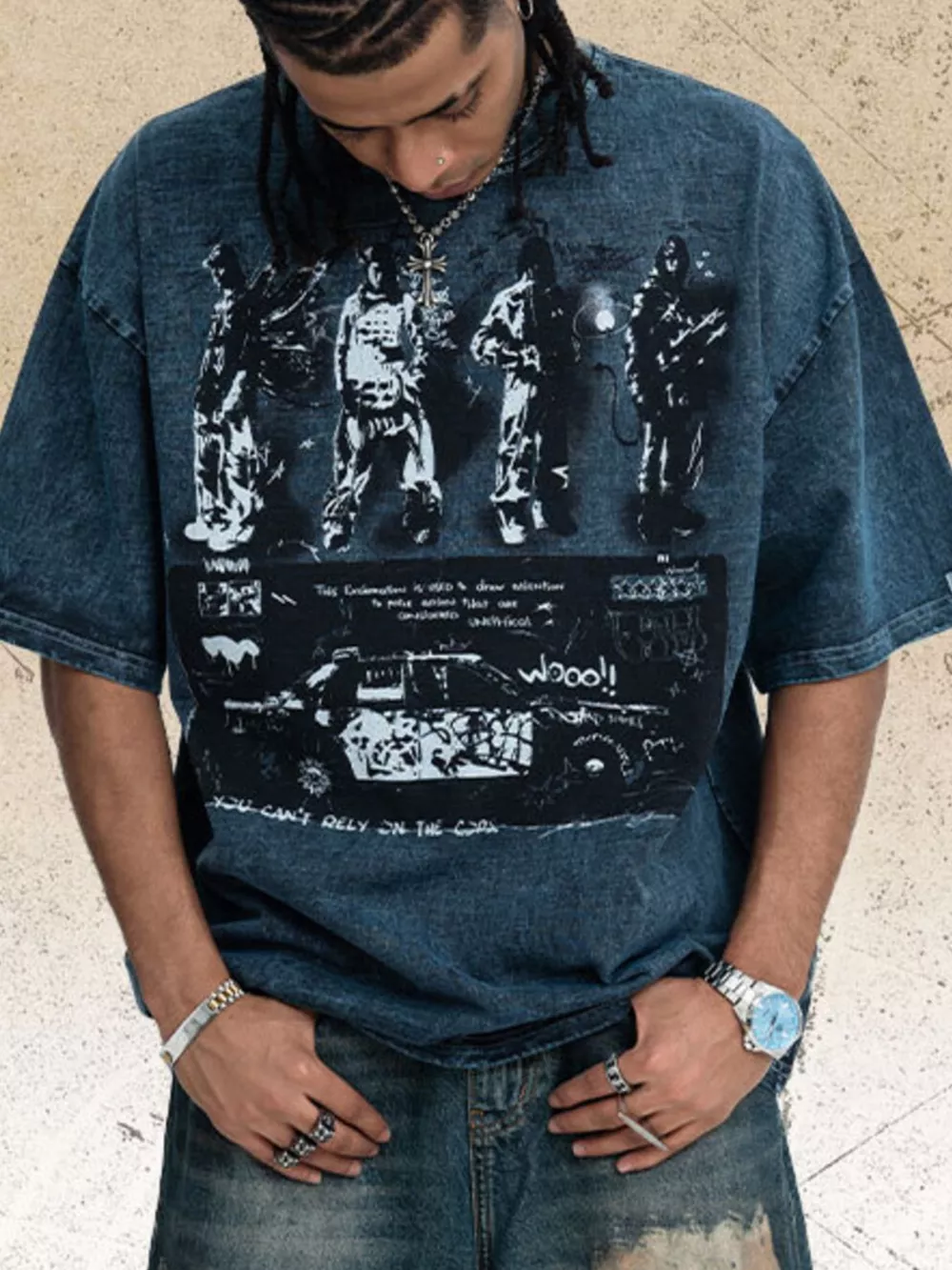 Men's Vintage Graphic Round Neck T-Shirt, image 5