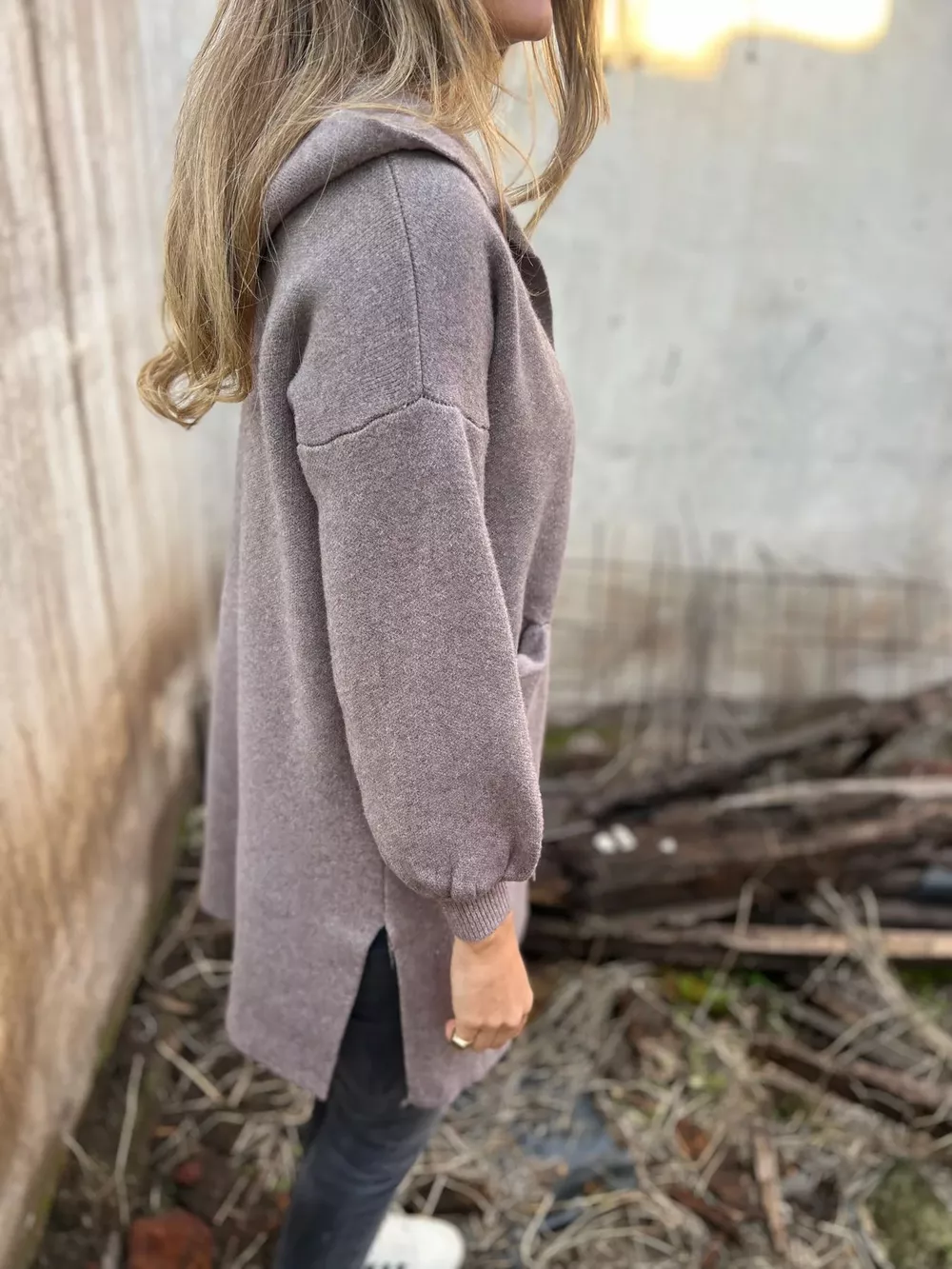 Full Size Open Front Drop Shoulder Hooded Cardigan Plus Size, image 16