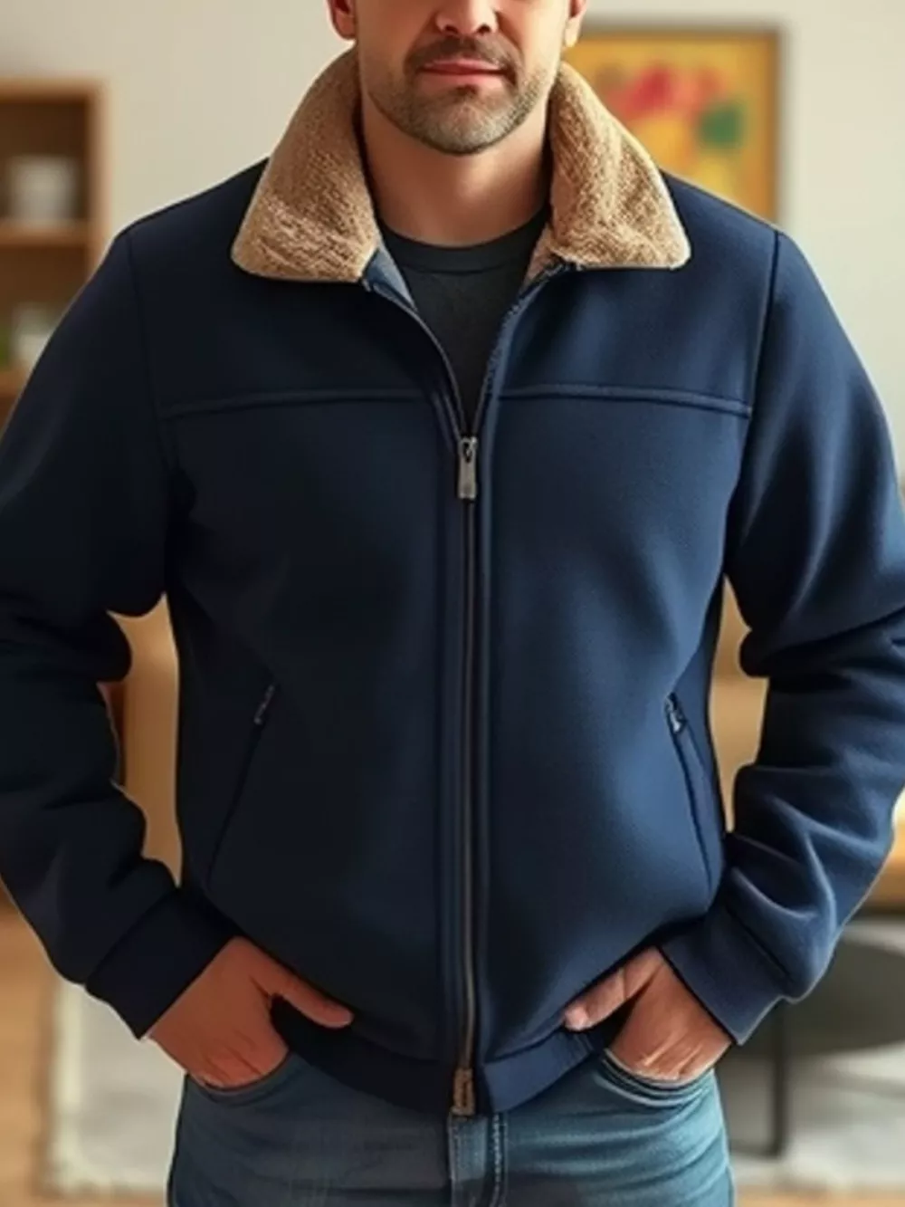 Men's Plus Size Zip Up Fleece Jacket, image 2