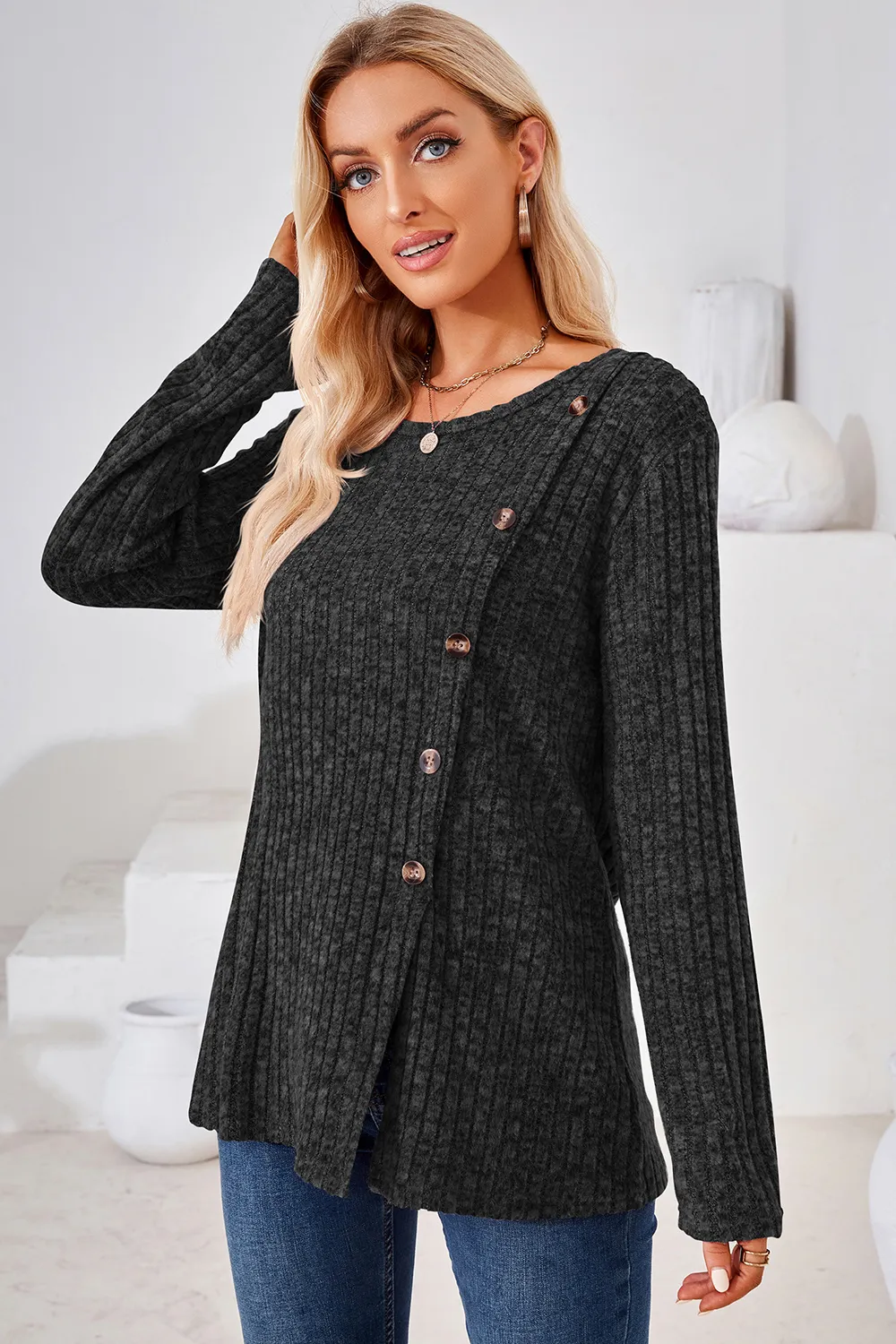Round Neck Long Sleeve T-Shirt, image 5